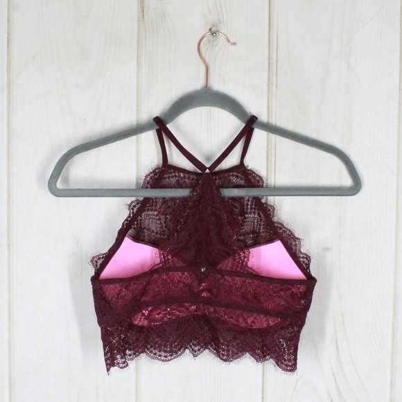 Victorias Secret Pink Purple Floral Lace Racer Back Push Up Bralette Size S - Picture 4 of 10